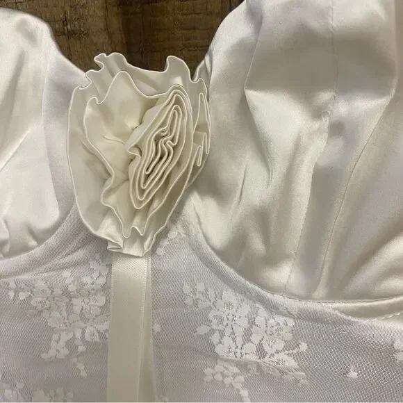 NWT Majorelle Leonie Gown White lace maxi rosette ruched bodycon slip Revolve M - Picture 5 of 8